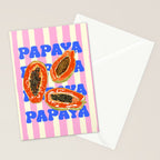 Papaya Stripes Tropical Summer Illustration Stationery Card Gallery Image 2