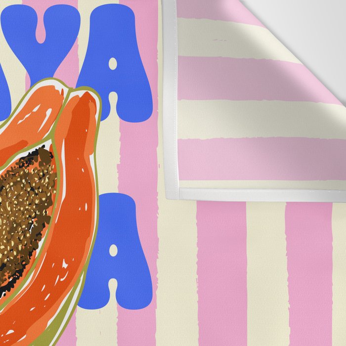 Papaya Stripes Tropical Summer Illustration Wall Tapestry Gallery Image 3