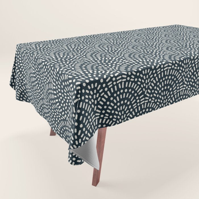Boho Deco Fan . Navy Tablecloth Gallery Image 1