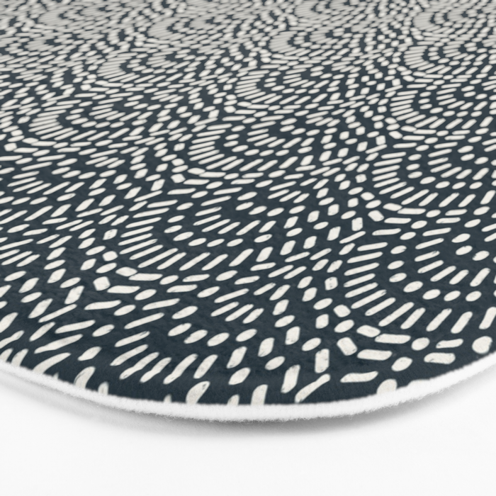 Boho Deco Fan . Navy Bath Mat Gallery Image 3