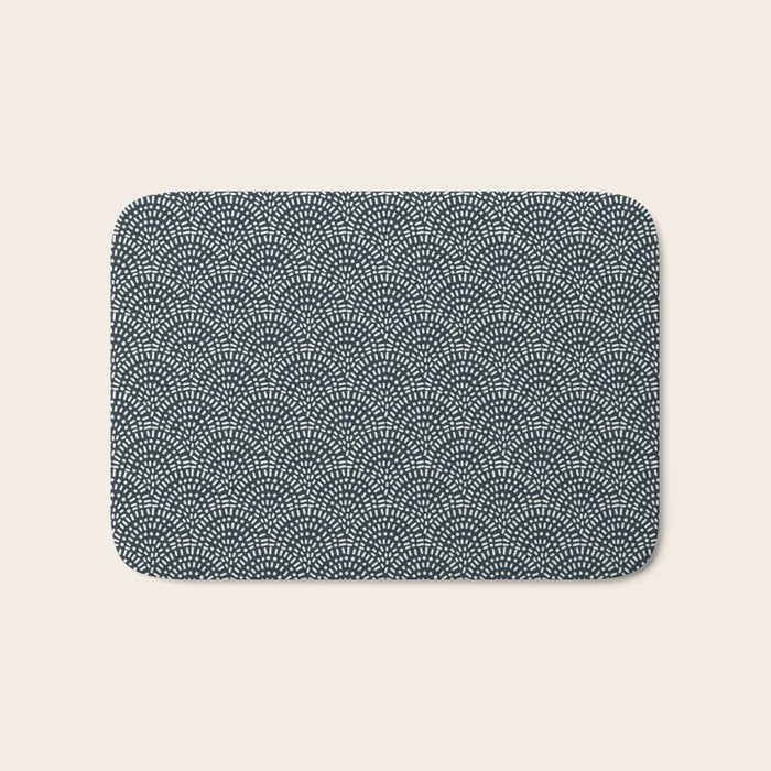 Boho Deco Fan . Navy Bath Mat Gallery Image 1