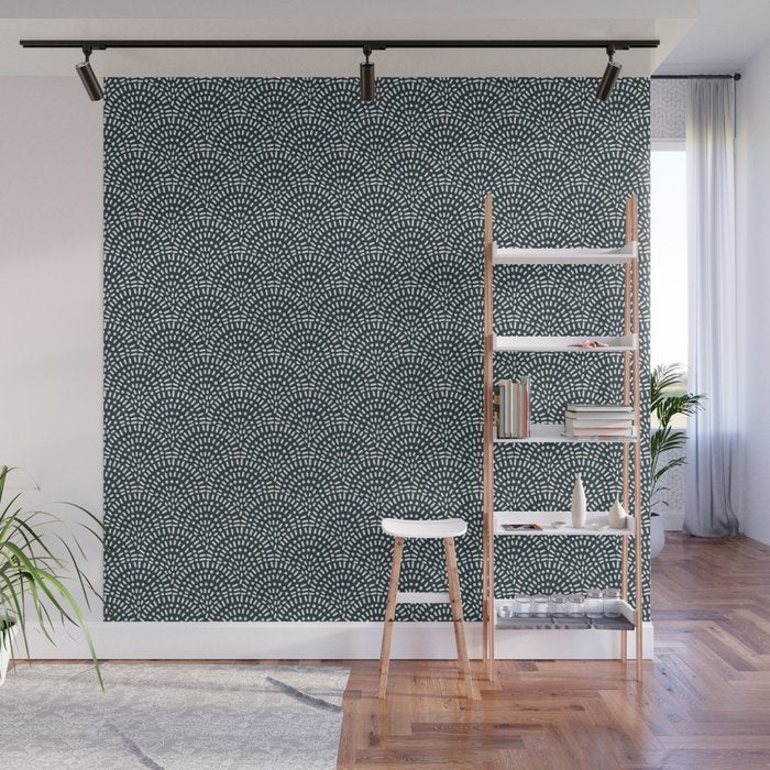 Boho Deco Fan . Navy Wall Mural Gallery Image 1