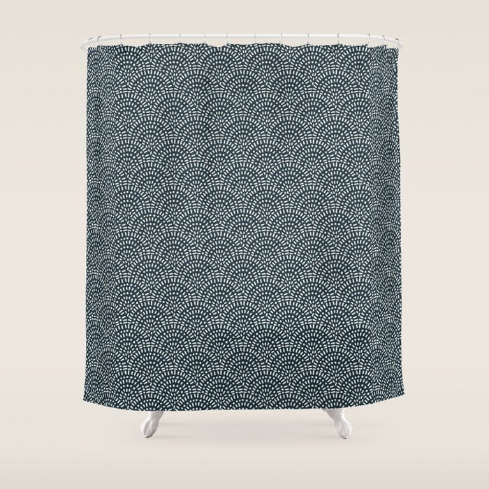 Boho Deco Fan . Navy Shower Curtain Gallery Image 1