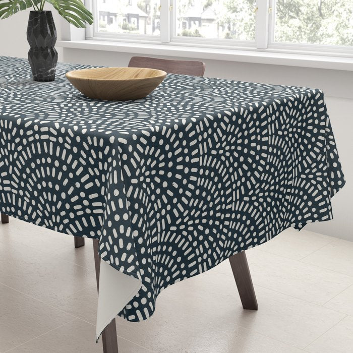 Boho Deco Fan . Navy Tablecloth Gallery Image 3