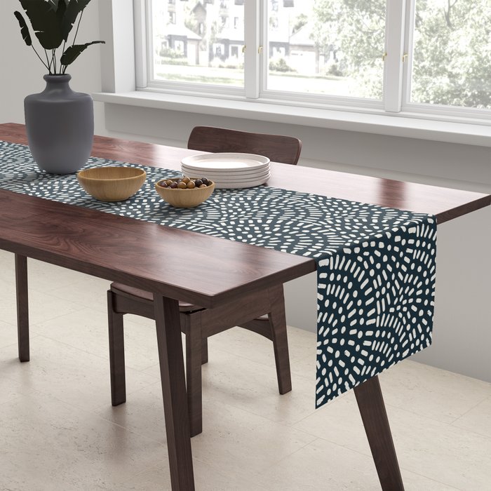 Boho Deco Fan . Navy Table Runner Gallery Image 2