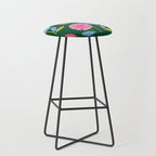 Folky Flowers in Bloom in Green & Pink Stool Gallery Image 1