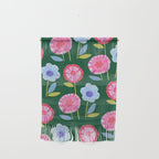 Folky Flowers in Bloom in Green & Pink Wall Hanging Gallery Image 1