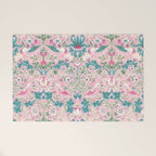 William Morris Strawberry Thief Candy Pink Teal Welcome Mat Gallery Image 1