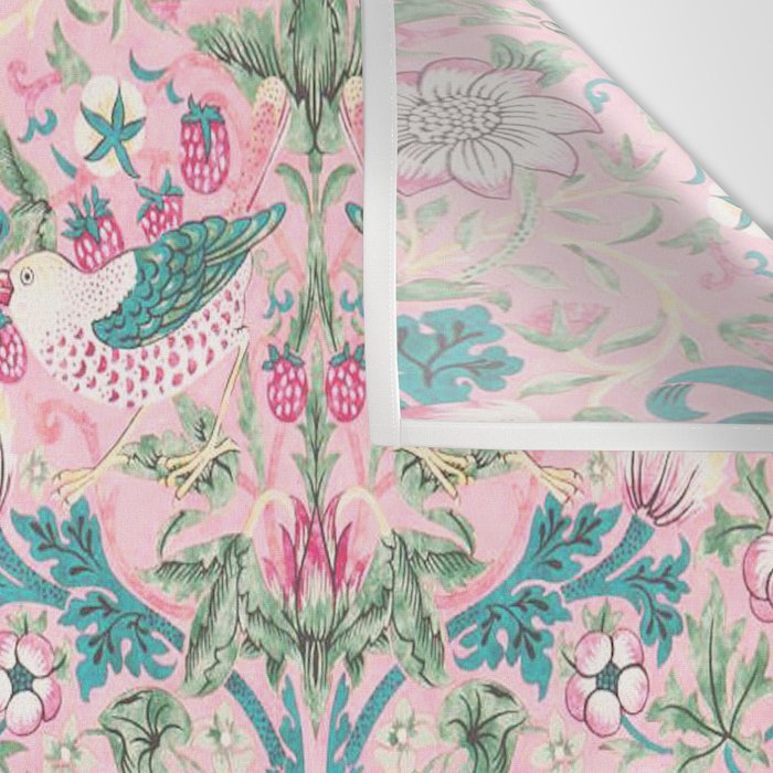 William Morris Strawberry Thief Candy Pink Teal Wall Tapestry Gallery Image 3