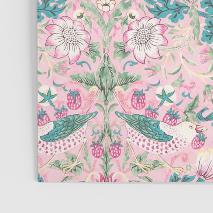 William Morris Strawberry Thief Candy Pink Teal Poster Gallery Image 3