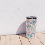 William Morris Strawberry Thief Candy Pink Teal Travel Mug Gallery Image 4