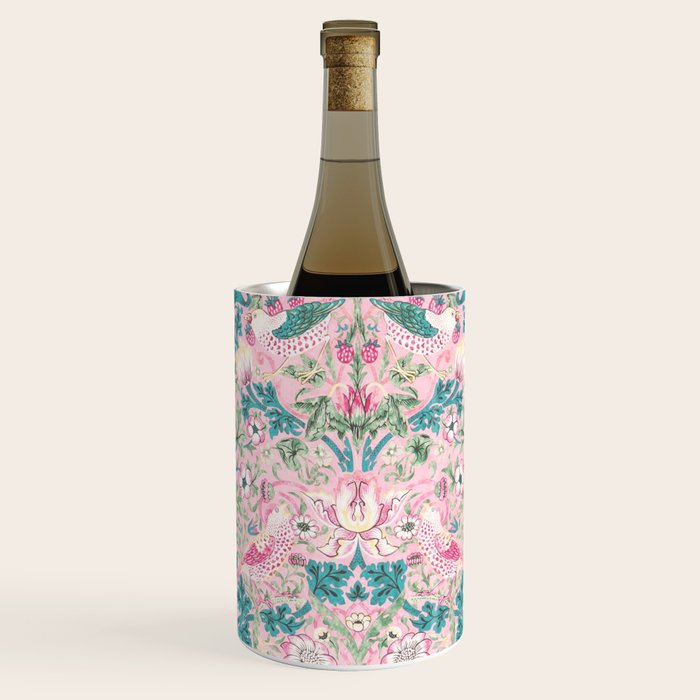 William Morris Strawberry Thief Candy Pink Teal Wine Chiller Gallery Image 3