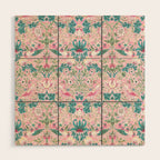 William Morris Strawberry Thief Candy Pink Teal Wood Wall Art Gallery Image 1