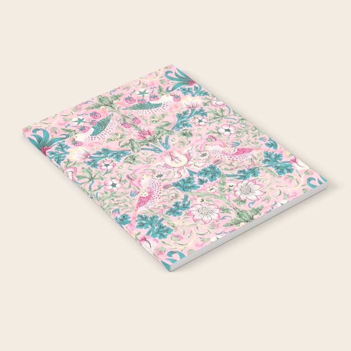 William Morris Strawberry Thief Candy Pink Teal Notebook Gallery Image 2