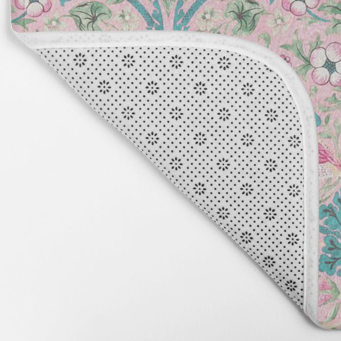 William Morris Strawberry Thief Candy Pink Teal Bath Mat Gallery Image 2