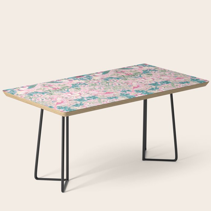 William Morris Strawberry Thief Candy Pink Teal Coffee Table Gallery Image 1