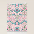 William Morris Strawberry Thief Candy Pink Teal Stationery Card Gallery Image 2