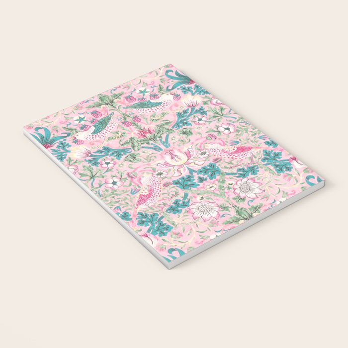 William Morris Strawberry Thief Candy Pink Teal Notebook Gallery Image 3