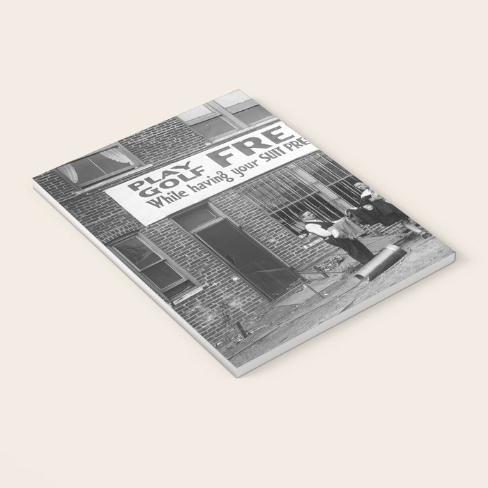 Men Playing Golf, Vintage Black and White Art Notebook Gallery Image 3