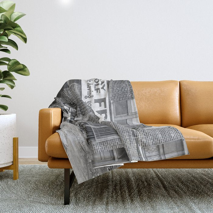 Men Playing Golf, Vintage Black and White Art Throw Blanket Gallery Image 1