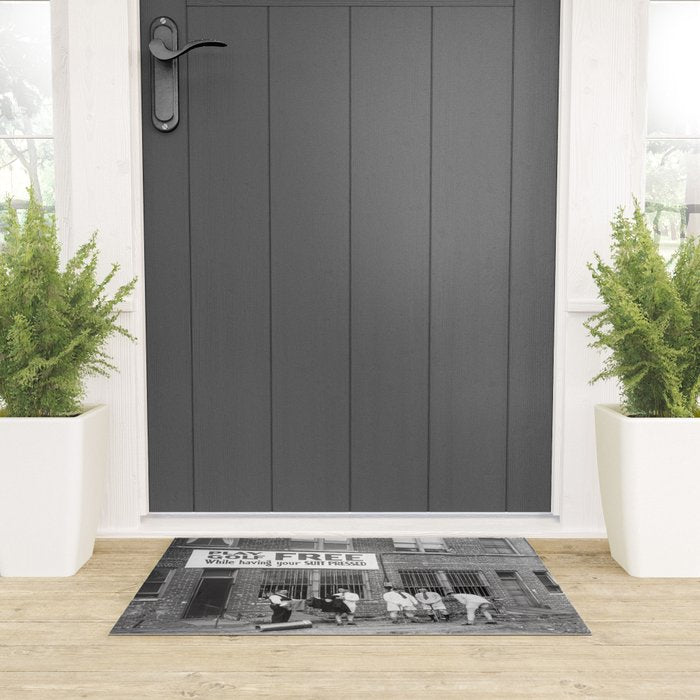 Men Playing Golf, Vintage Black and White Art Welcome Mat Gallery Image 3