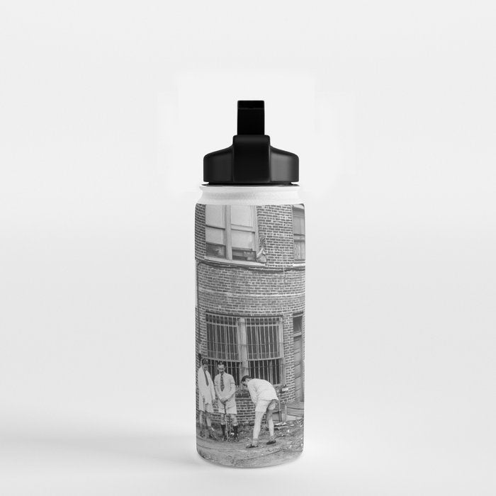 Men Playing Golf, Vintage Black and White Art Water Bottle Gallery Image 2