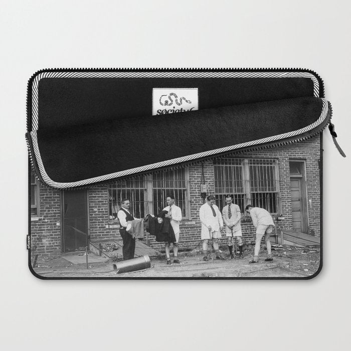 Men Playing Golf, Vintage Black and White Art Laptop Sleeve Gallery Image 2