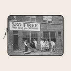 Men Playing Golf, Vintage Black and White Art Laptop Sleeve Gallery Image 1