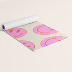 Keep Smiling! - Large Pink and Beige Smiley Face Pattern Yoga Mat Gallery Image 2