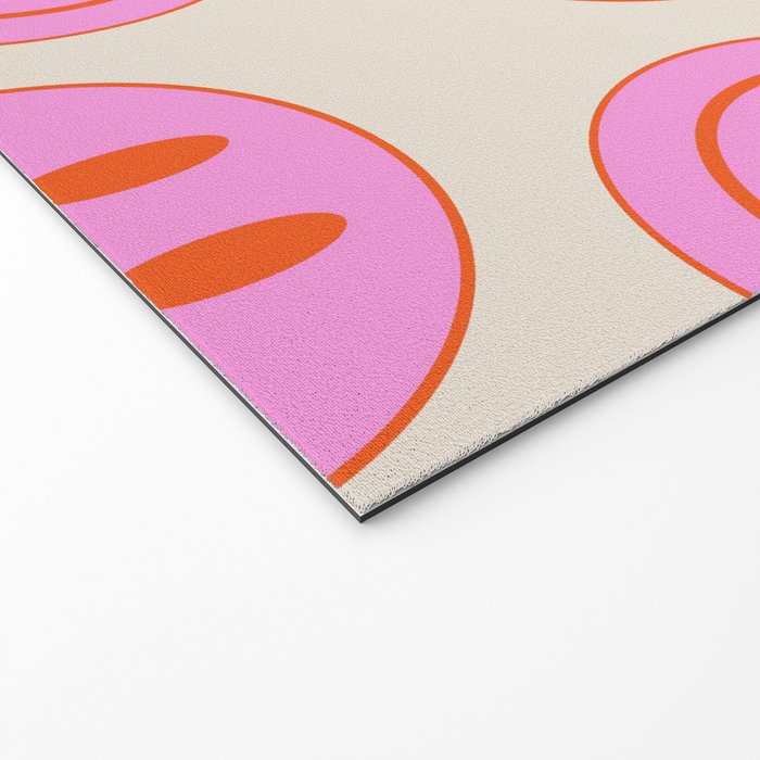 Keep Smiling! - Large Pink and Beige Smiley Face Pattern Welcome Mat Gallery Image 2