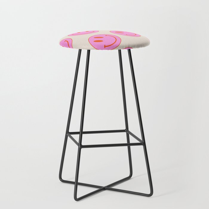 Keep Smiling! - Large Pink and Beige Smiley Face Pattern Stool Gallery Image 1