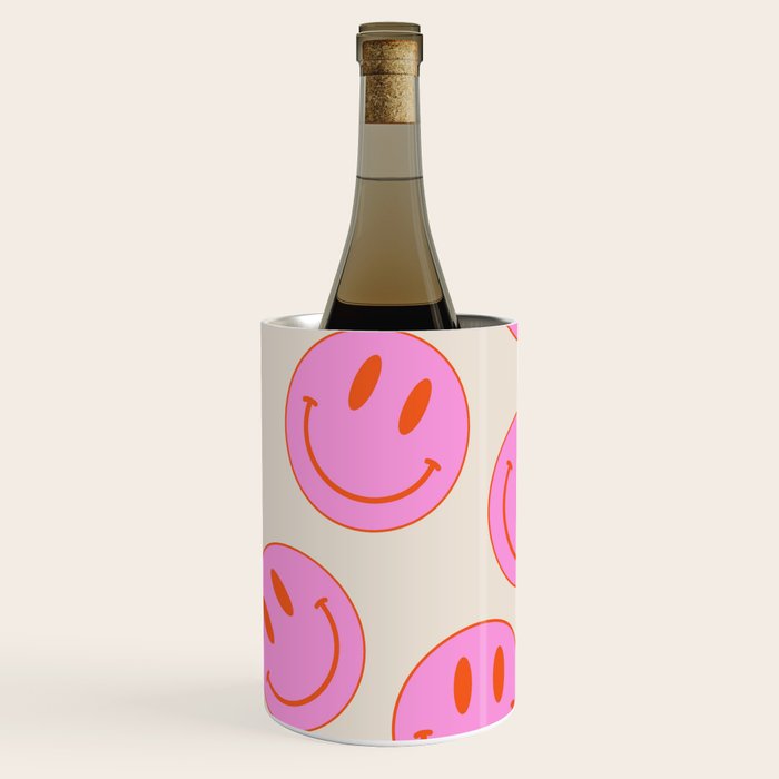 Keep Smiling! - Large Pink and Beige Smiley Face Pattern Wine Chiller Gallery Image 3