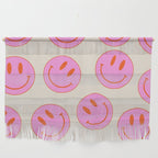 Keep Smiling! - Large Pink and Beige Smiley Face Pattern Wall Hanging Gallery Image 1