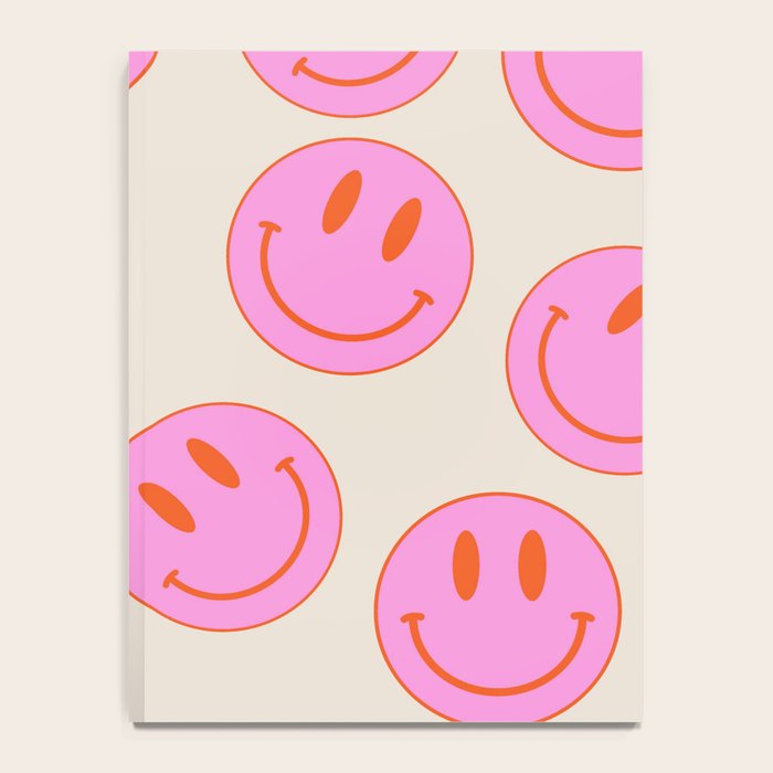 Keep Smiling! - Large Pink and Beige Smiley Face Pattern Notebook Gallery Image 4