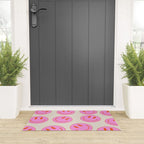 Keep Smiling! - Large Pink and Beige Smiley Face Pattern Welcome Mat Gallery Image 3