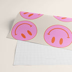 Keep Smiling! - Large Pink and Beige Smiley Face Pattern Wrapping Paper Gallery Image 2