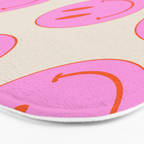 Keep Smiling! - Large Pink and Beige Smiley Face Pattern Bath Mat Gallery Image 3