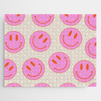 Keep Smiling! - Large Pink and Beige Smiley Face Pattern Jigsaw Puzzle Gallery Image 1