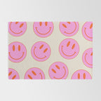 Keep Smiling! - Large Pink and Beige Smiley Face Pattern Rug Gallery Image 2