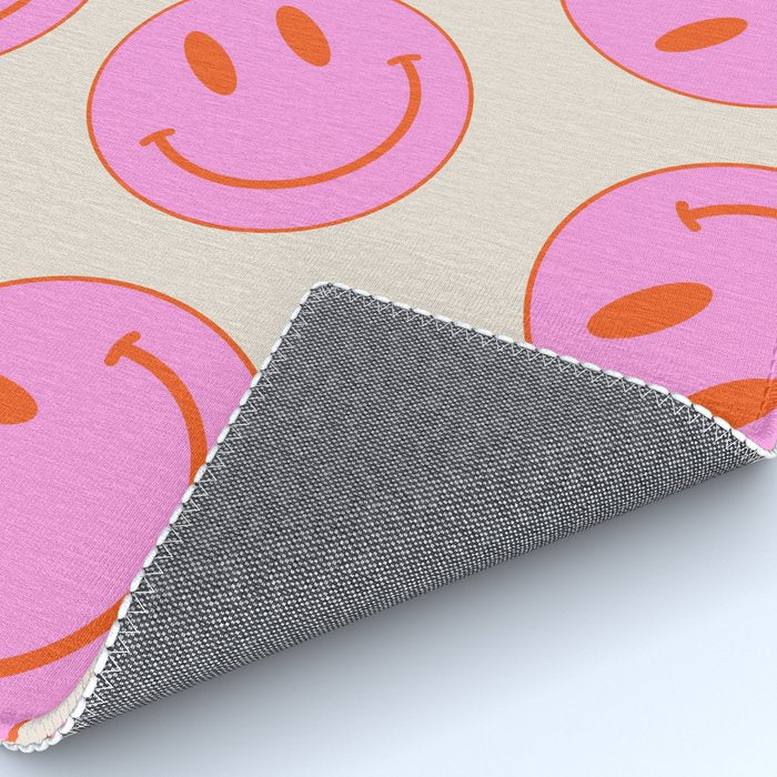 Keep Smiling! - Large Pink and Beige Smiley Face Pattern Rug Gallery Image 4