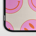 Keep Smiling! - Large Pink and Beige Smiley Face Pattern Laptop Sleeve Gallery Image 3