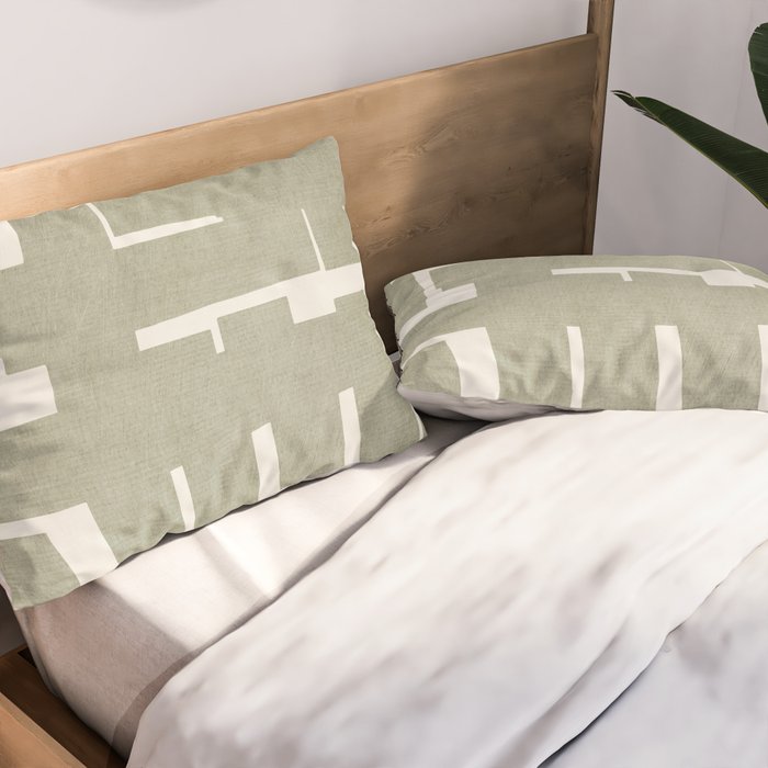 Neutral Olive Green Abstract Artwork  Pillow Sham Gallery Image 2