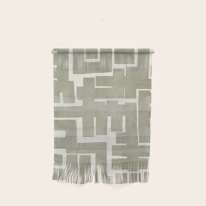 Neutral Olive Green Abstract Artwork  Wall Hanging Gallery Image 1
