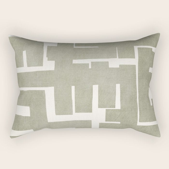 Neutral Olive Green Abstract Artwork  Rectangular Pillow Gallery Image 1
