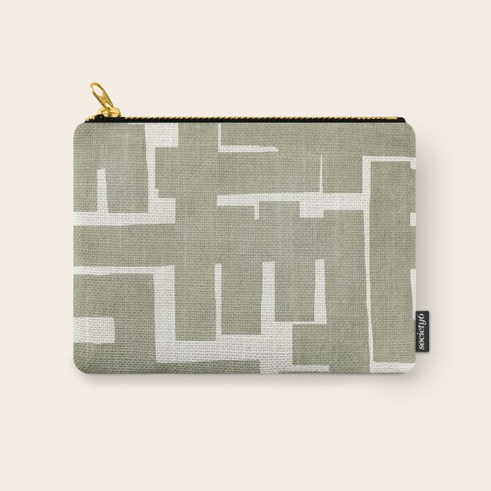 Neutral Olive Green Abstract Artwork  Carry All Pouch Gallery Image 1
