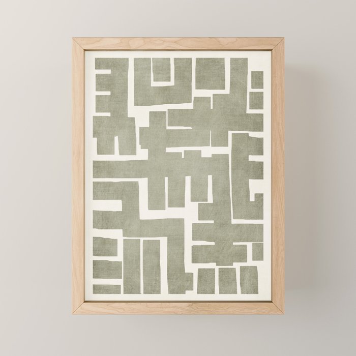 Neutral Olive Green Abstract Artwork  Mini Art Print Gallery Image 1