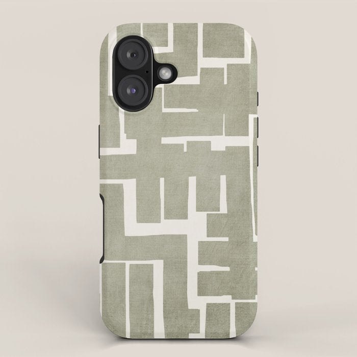 Neutral Olive Green Abstract Artwork  iPhone Case Gallery Image 1
