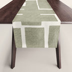Neutral Olive Green Abstract Artwork  Table Runner Gallery Image 1