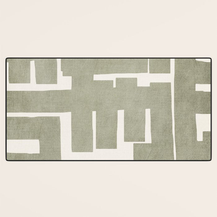 Neutral Olive Green Abstract Artwork  Desk Mat Gallery Image 3