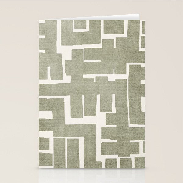 Neutral Olive Green Abstract Artwork  Stationery Card Gallery Image 1